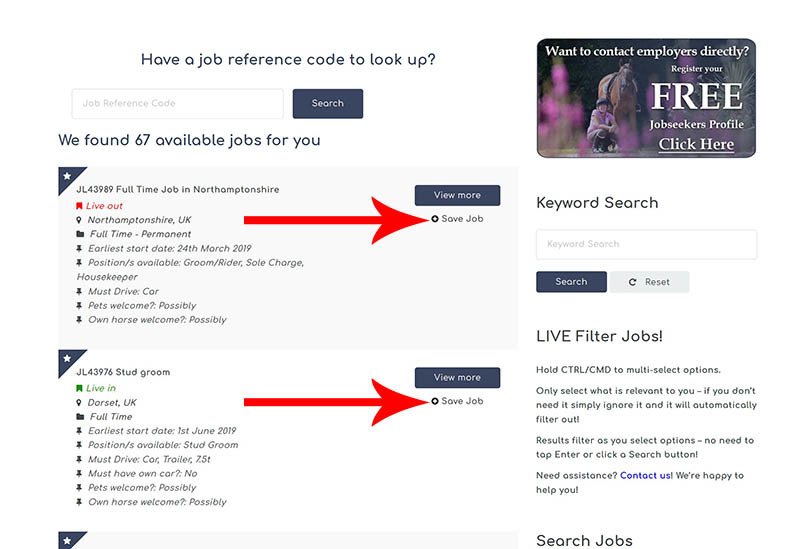 The Grooms List How-To Guide for Jobseekers - Save jobs from the search results