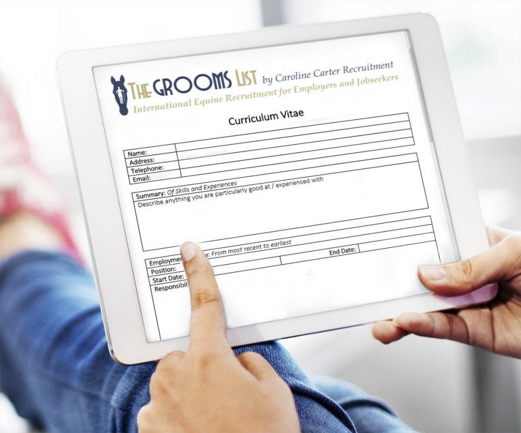 Writing an equine CV - The Grooms List