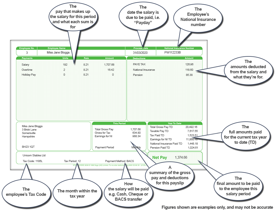 A Basic Guide to Payslips - Example - Equine Employment - The Grooms List by Caroline Carter Recruitment